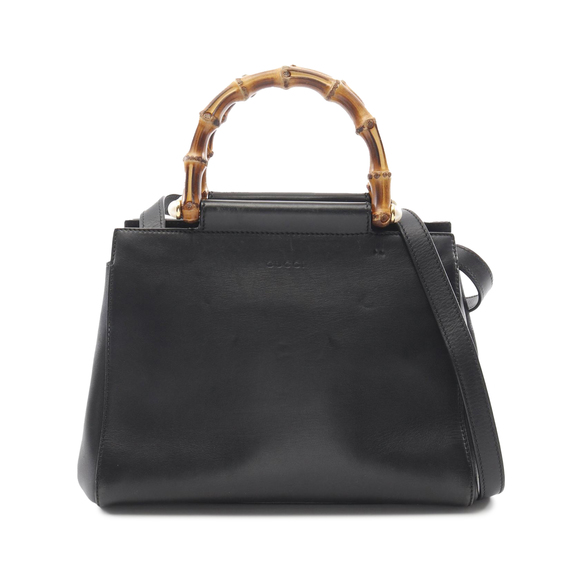 Pre-Loved Gucci Small Leather Bamboo Nymphaea Satchel - Picture 1 of 10